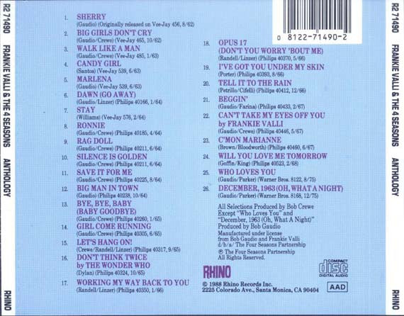 Frankie Valli And The 4 Seasons – Anthology