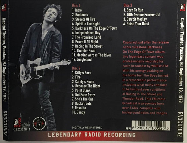 Bruce Springsteen – Capitol Theater, Passaic, NJ, September 19, 1978 - Bootleg