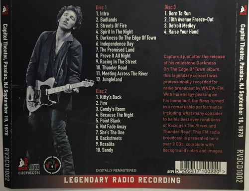 Bruce Springsteen – Capitol Theater, Passaic, NJ, September 19, 1978 - Bootleg