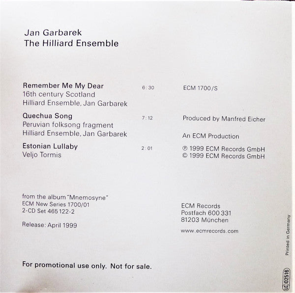Jan Garbarek, The Hilliard Ensemble – Mnemosyne